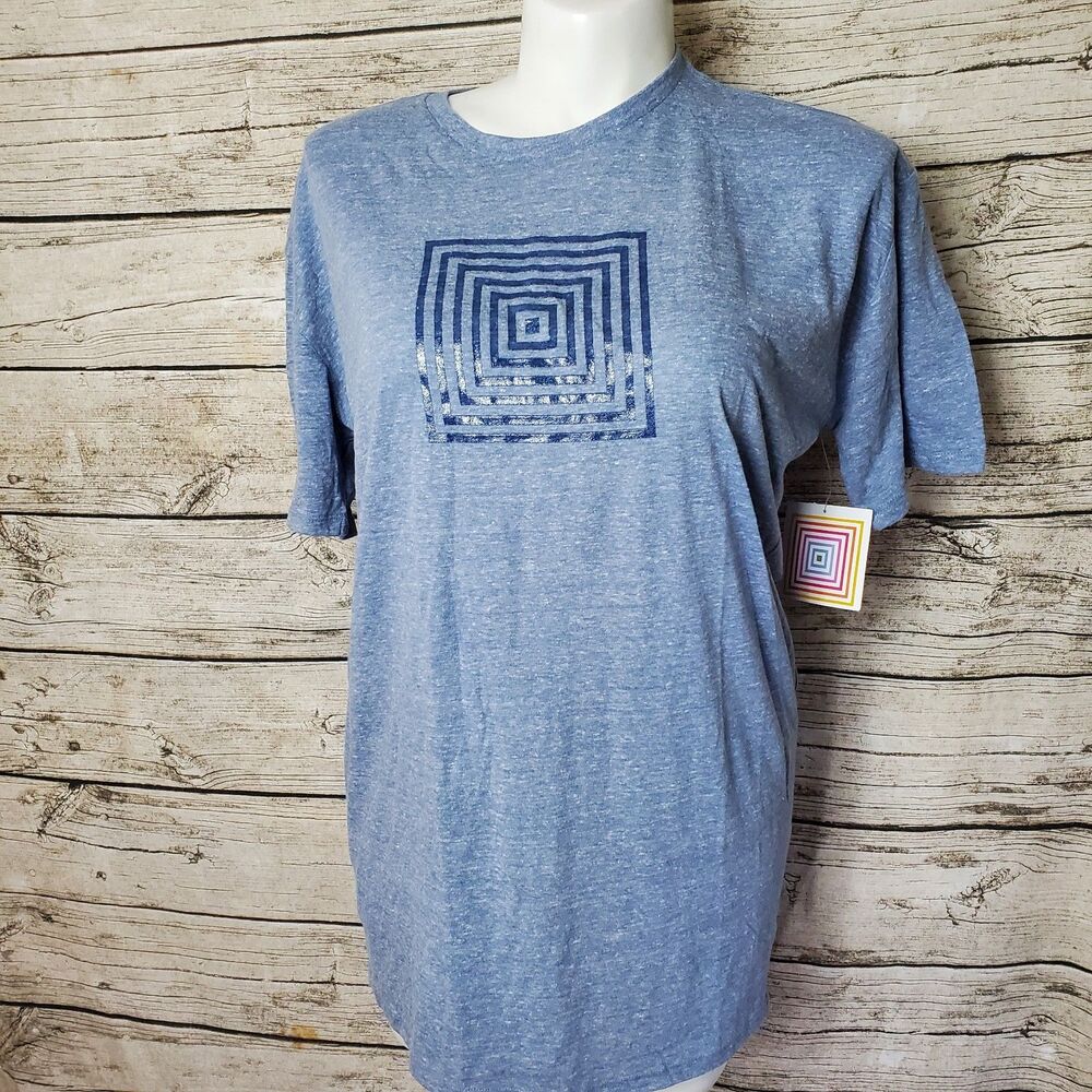 Lularoe Patrick T-shirt Unisex Size XL Print Heathered Blue NWT